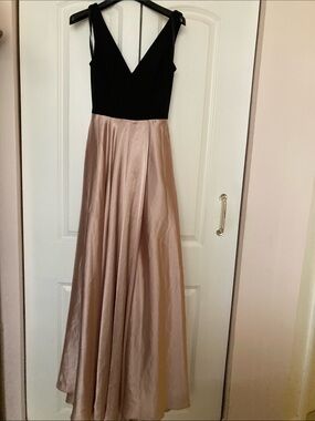 Black and Rose Gold Two-Tone V-Neck Maxi Dress